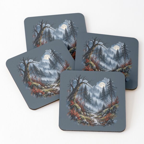 Item preview, Moonlit Misty Forest Watercolor Landscape designed and sold by blankTeeShirt.