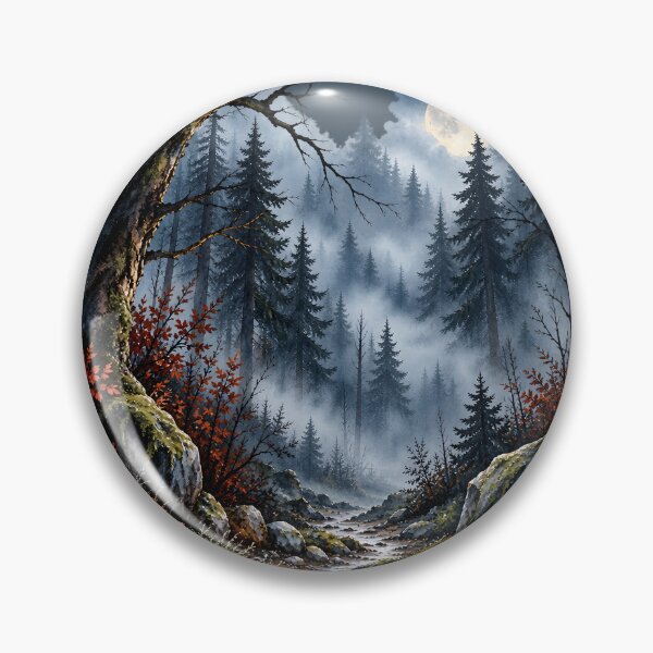 Item preview, Moonlit Misty Forest Watercolor Landscape designed and sold by blankTeeShirt.