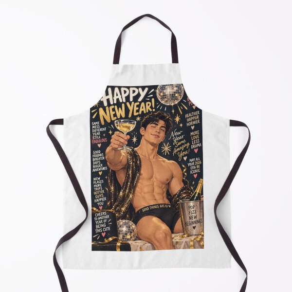 Item preview, Happy New Year Cheers to Bigger Dreams and New Beginnings Featuring Shirtless Gay Hunk designed and sold by StampMyPassport.