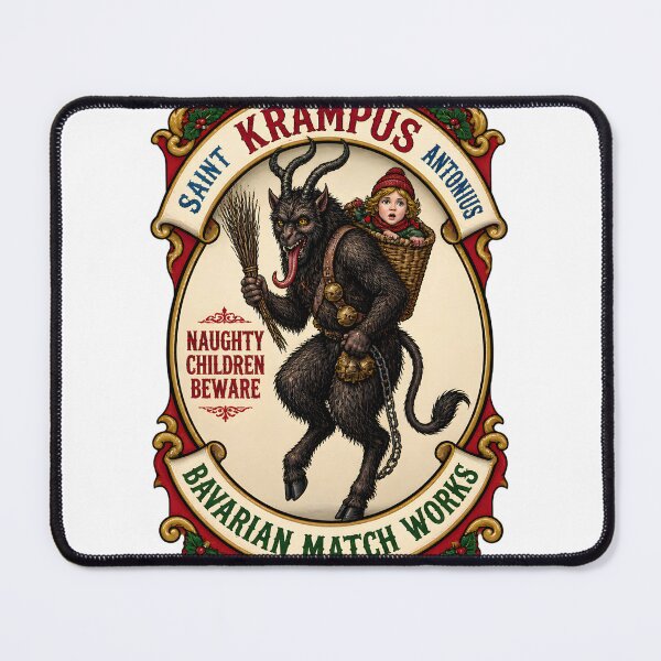 Item preview, Krampus Dark Folklore Illustration with Horned Demon and Festive Elements designed and sold by Sakrat.