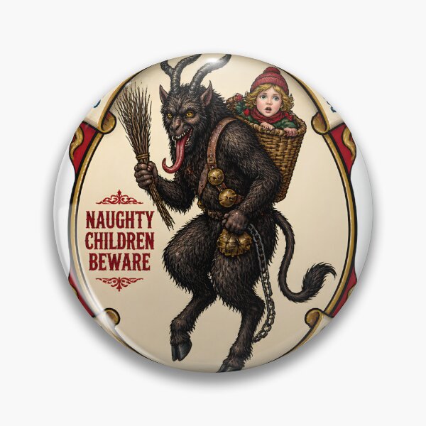 Item preview, Krampus Dark Folklore Illustration with Horned Demon and Festive Elements designed and sold by Sakrat.