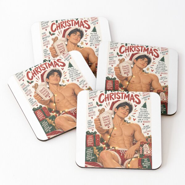 Item preview, Merry Christmas Handsome Shirtless Gay Santa with Naughty Holiday Cheer designed and sold by StampMyPassport.