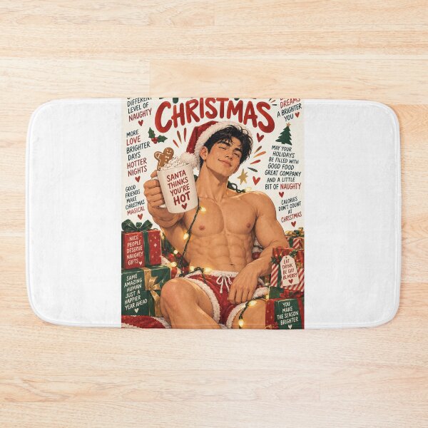 Item preview, Merry Christmas Handsome Shirtless Gay Santa with Naughty Holiday Cheer designed and sold by StampMyPassport.