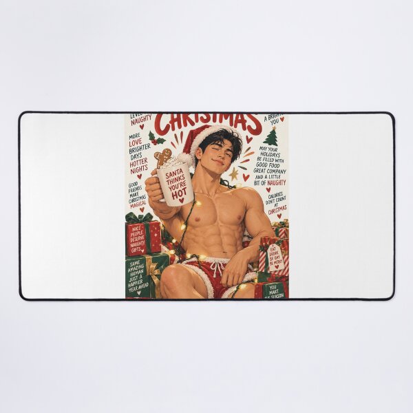 Item preview, Merry Christmas Handsome Shirtless Gay Santa with Naughty Holiday Cheer designed and sold by StampMyPassport.