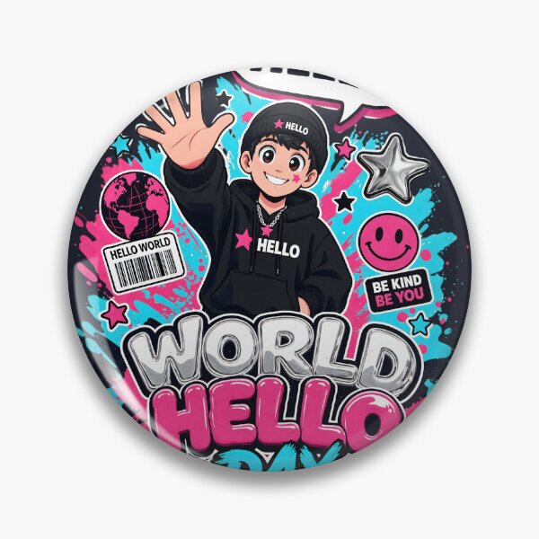 Item preview, Anime Boy Cute Y2K World Hello Day designed and sold by CloudyCatArt.