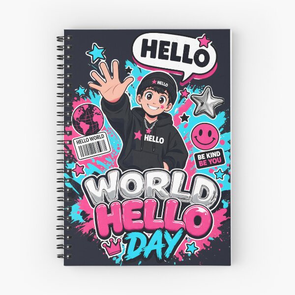 Item preview, Anime Boy Cute Y2K World Hello Day designed and sold by CloudyCatArt.