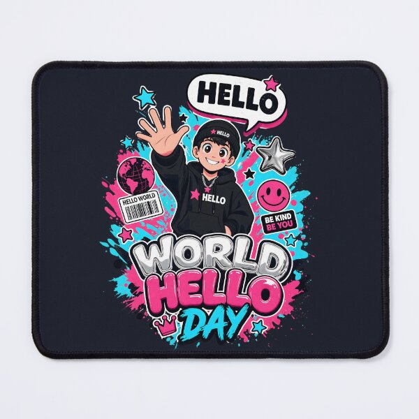 Item preview, Anime Boy Cute Y2K World Hello Day designed and sold by CloudyCatArt.
