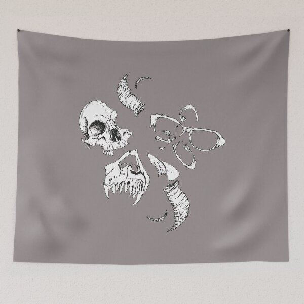 Item preview, Distressed Horned Demon Skull Fangs Metal-1 designed and sold by TimHahn.