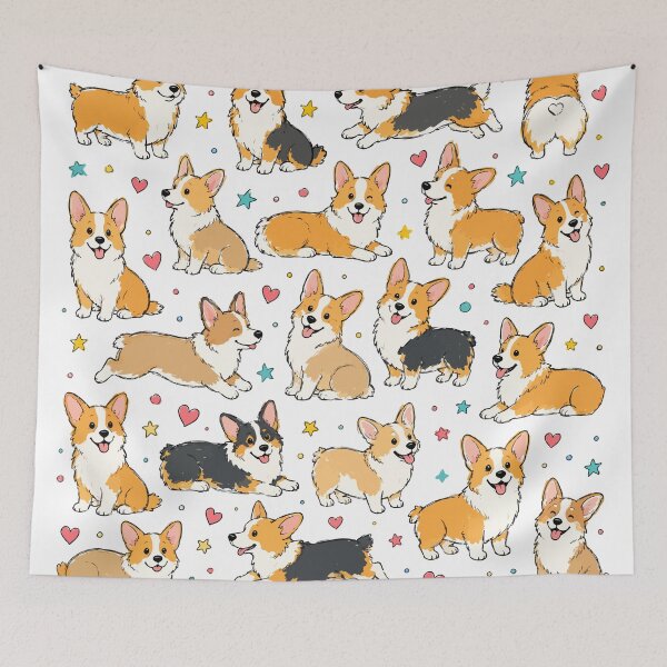 Item preview, Cute I Heart Corgi's Pattern designed and sold by pixiedustpaint.