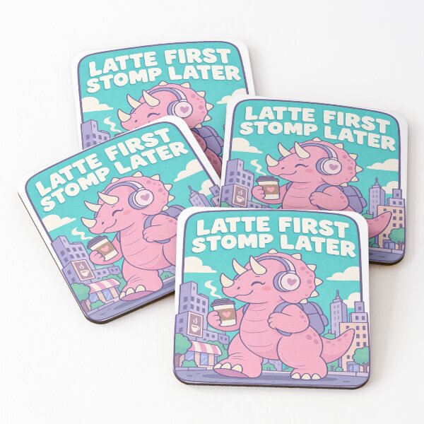 Item preview, Latte First Stomp Later Kawaii Triceratops Dino Coffee designed and sold by LongIslandDesgn.