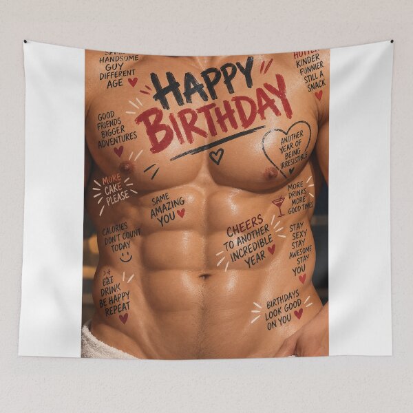 Item preview, Happy Birthday Handsome Guy Another Year of Being Irresistible Abs designed and sold by StampMyPassport.