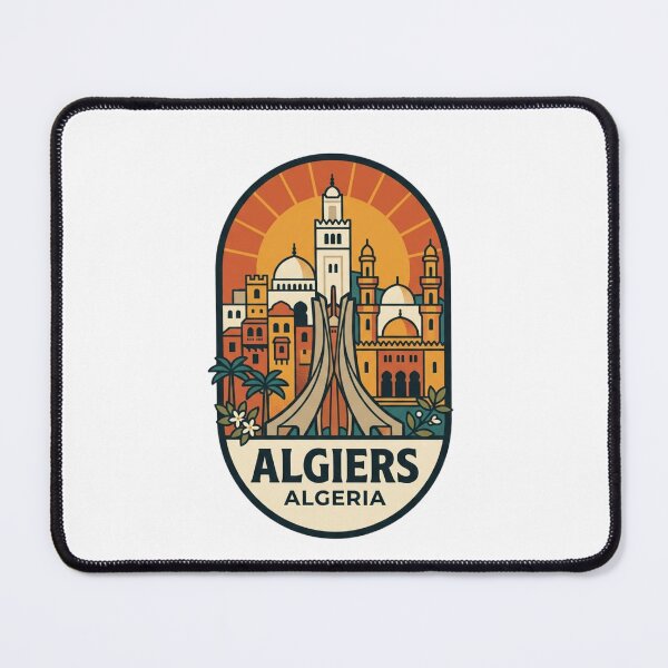 Item preview, Unique Algiers Algeria Travel Badge, Retro Maqam Echahid Martyrs Memorial & Casbah Emblem designed and sold by raedattia.
