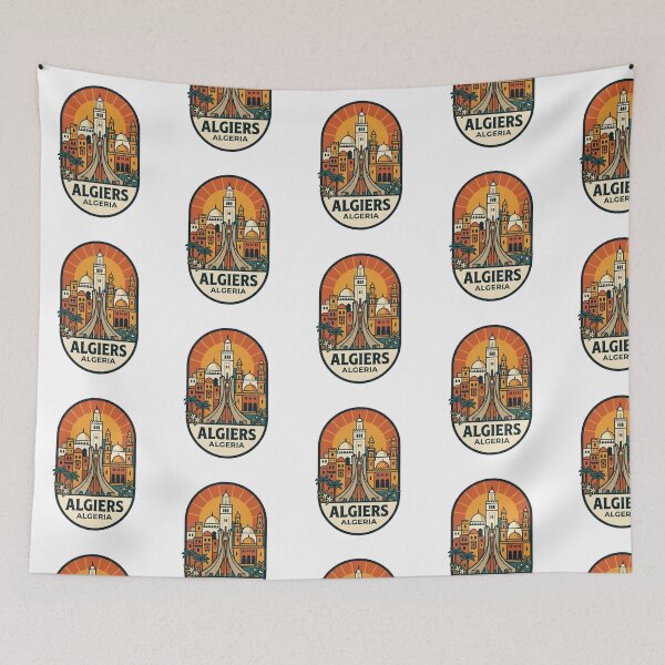 Item preview, Unique Algiers Algeria Travel Badge, Retro Maqam Echahid Martyrs Memorial & Casbah Emblem designed and sold by raedattia.