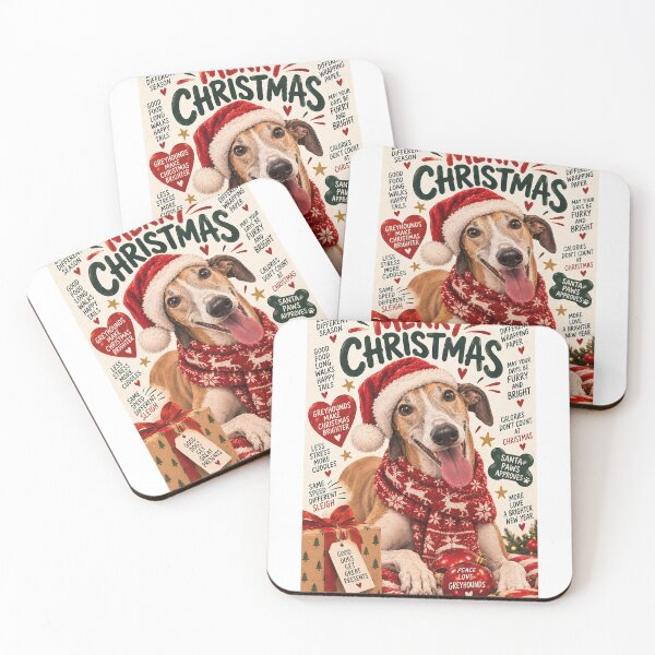 Item preview, Merry Christmas Greyhound with Santa Hat and Festive Cuddles designed and sold by StampMyPassport.