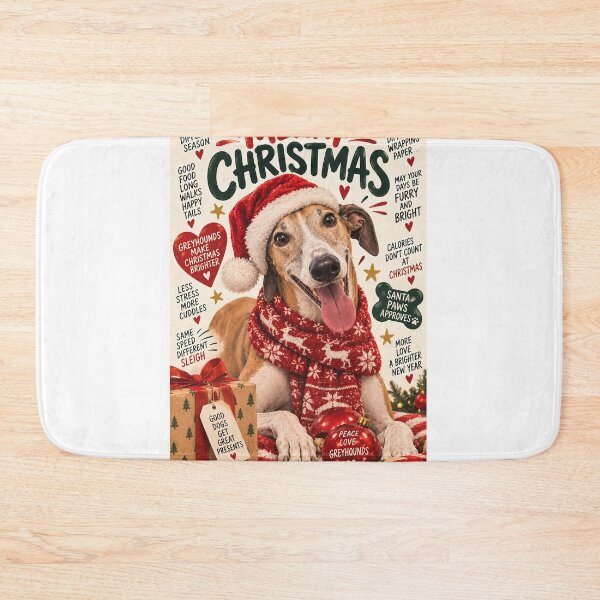 Item preview, Merry Christmas Greyhound with Santa Hat and Festive Cuddles designed and sold by StampMyPassport.