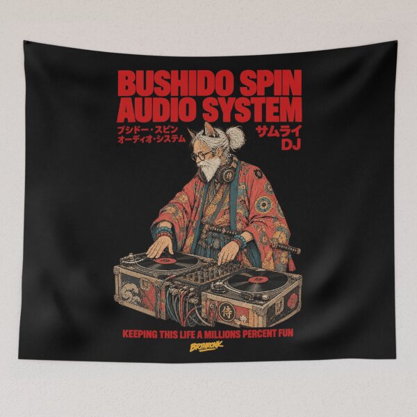 Item preview, Bushido Spin Audio System Old Cat Samurai DJ - Elder Cat DJ Art designed and sold by BRTHRCNK01.