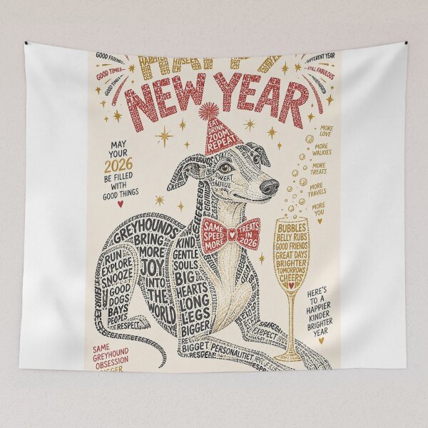 Item preview, Happy New Year Greyhound Cheers and Brighter Tomorrows designed and sold by StampMyPassport.