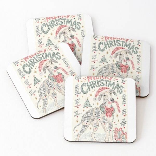 Item preview, Christmas Greyhound Typography with Festive Treats, Snow and Holiday Cheer designed and sold by StampMyPassport.