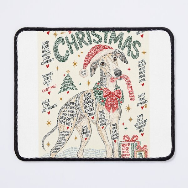 Item preview, Christmas Greyhound Typography with Festive Treats, Snow and Holiday Cheer designed and sold by StampMyPassport.