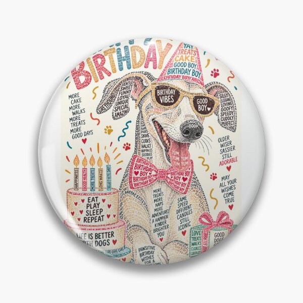 Item preview, Happy Birthday Greyhound with Party Hat, Cake and Celebration Vibes designed and sold by StampMyPassport.