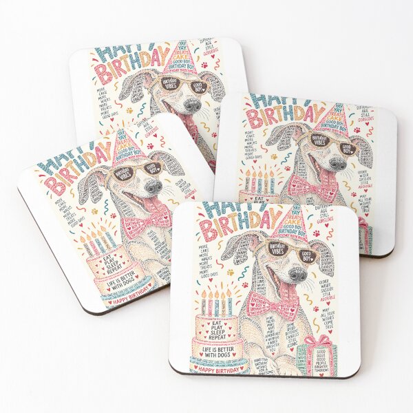 Item preview, Happy Birthday Greyhound with Party Hat, Cake and Celebration Vibes designed and sold by StampMyPassport.