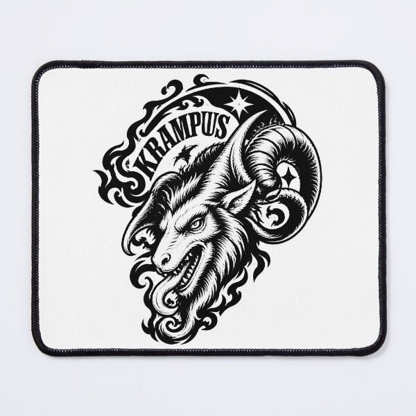 Item preview, Smiling Krampus Illustration with White Outline on Black Background designed and sold by Sakrat.