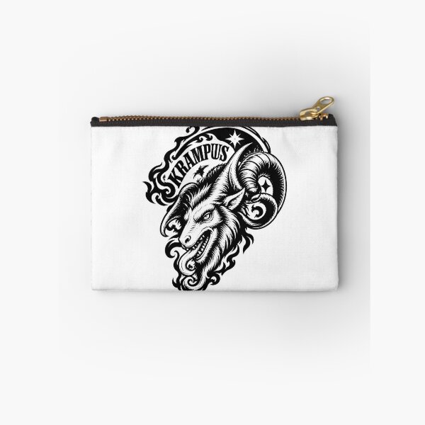 Item preview, Smiling Krampus Illustration with White Outline on Black Background designed and sold by Sakrat.