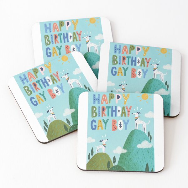 Item preview, Happy Birthday Gay Boy with Rainbow Greyhounds and Mountain Scenery designed and sold by StampMyPassport.