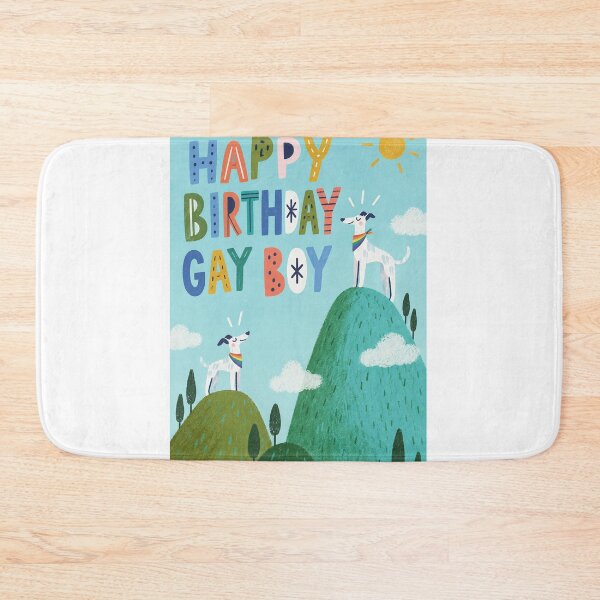 Item preview, Happy Birthday Gay Boy with Rainbow Greyhounds and Mountain Scenery designed and sold by StampMyPassport.