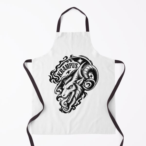 Item preview, Smiling Krampus Illustration with White Outline on Black Background designed and sold by Sakrat.