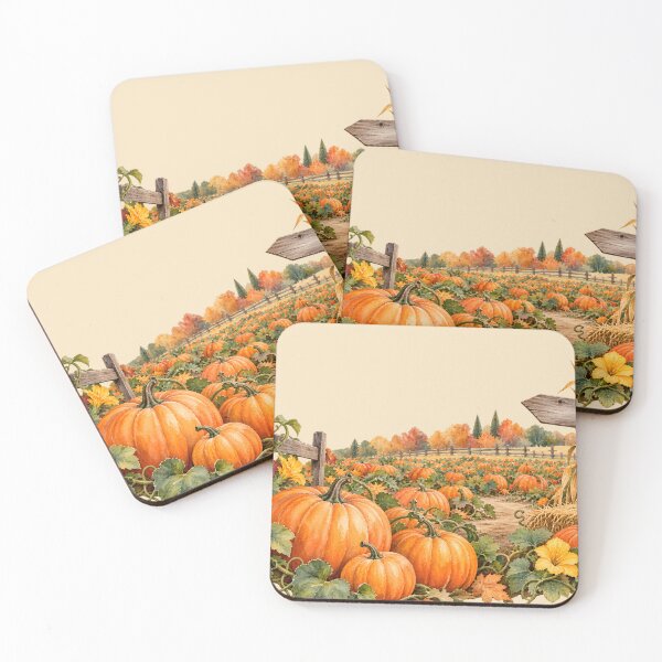Item preview, Watercolor Autumn Pumpkin Patch Farm Scene designed and sold by blankTeeShirt.