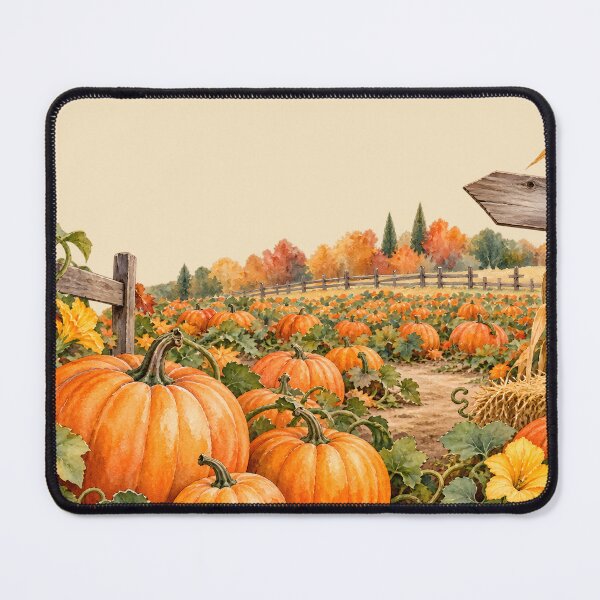 Item preview, Watercolor Autumn Pumpkin Patch Farm Scene designed and sold by blankTeeShirt.