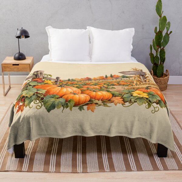 Item preview, Watercolor Autumn Pumpkin Patch Farm Scene designed and sold by blankTeeShirt.