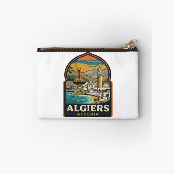 Item preview, Unique Algiers Algeria Travel Badge, Retro Bay Skyline & Djamaa el Djazair Landmark Emblem designed and sold by raedattia.