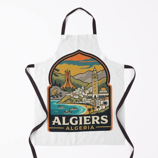 Item preview, Unique Algiers Algeria Travel Badge, Retro Bay Skyline & Djamaa el Djazair Landmark Emblem designed and sold by raedattia.