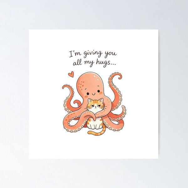 Item preview, octopus givving all the hugs designed and sold by Mok13art.