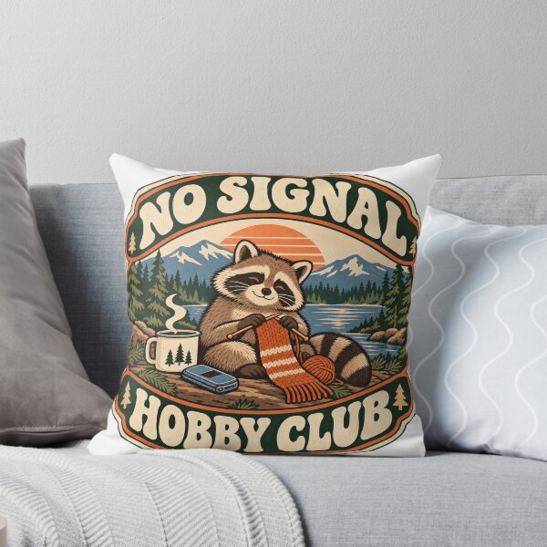 Item preview, No Signal Hobby Club – Retro Offline Hobby Raccoon designed and sold by BadMary.