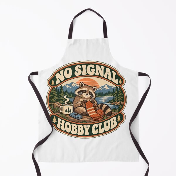 Item preview, No Signal Hobby Club – Retro Offline Hobby Raccoon designed and sold by BadMary.
