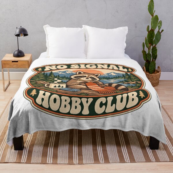 Item preview, No Signal Hobby Club – Retro Offline Hobby Raccoon designed and sold by BadMary.