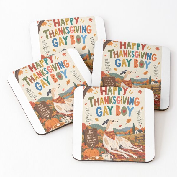 Item preview, Happy Thanksgiving Gay Greyhound with Autumn Leaves, Pumpkin Pie and Gratitude designed and sold by StampMyPassport.