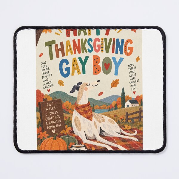 Item preview, Happy Thanksgiving Gay Greyhound with Autumn Leaves, Pumpkin Pie and Gratitude designed and sold by StampMyPassport.