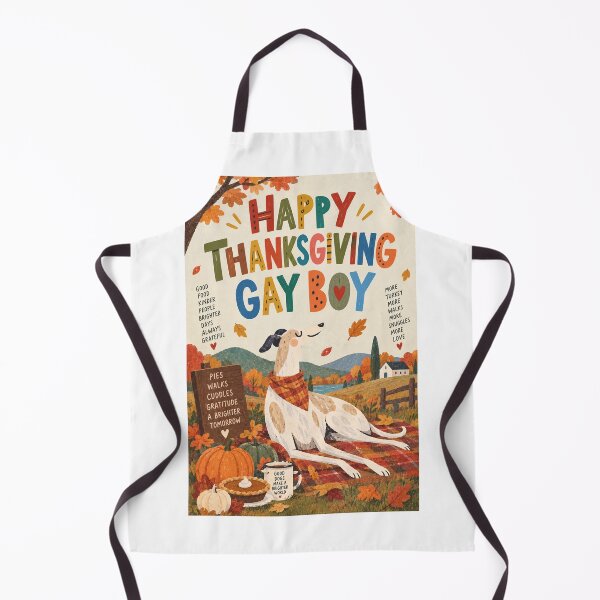 Item preview, Happy Thanksgiving Gay Greyhound with Autumn Leaves, Pumpkin Pie and Gratitude designed and sold by StampMyPassport.