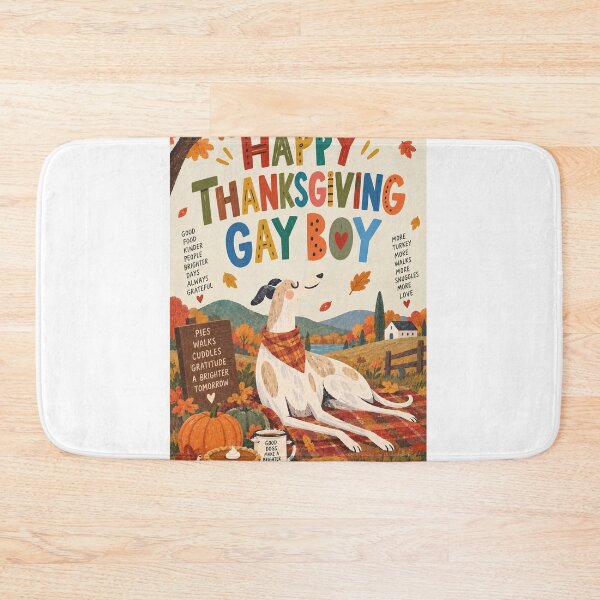 Item preview, Happy Thanksgiving Gay Greyhound with Autumn Leaves, Pumpkin Pie and Gratitude designed and sold by StampMyPassport.