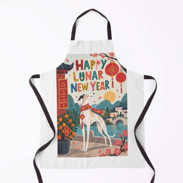 Item preview, Happy Lunar New Year Greyhound with Chinese Lanterns, Blossoms and Fortune designed and sold by StampMyPassport.