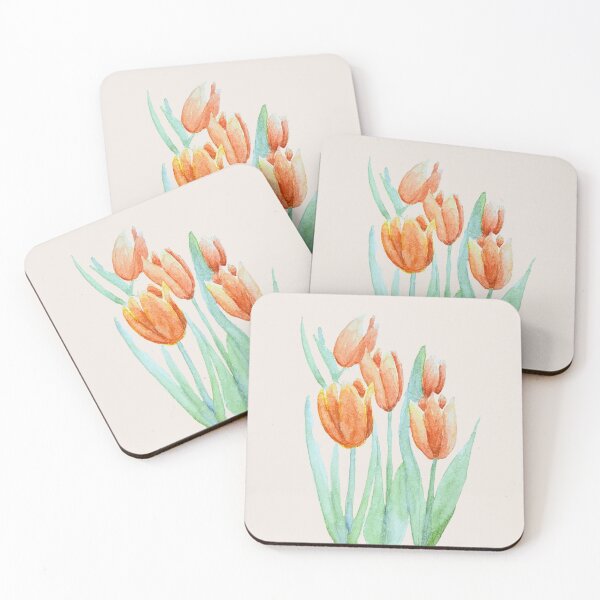 Item preview, Reaching for Light – Orange Tulips Watercolor designed and sold by MiniRadiance.