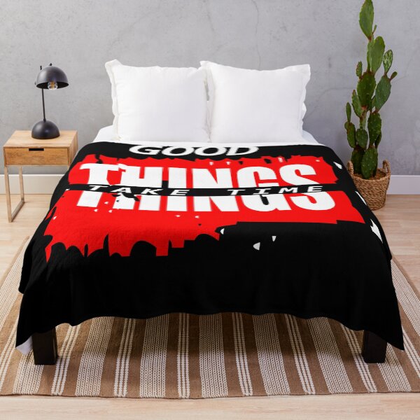 Item preview, Good Things Take Time Red Brush Grunge Typography T-Shirt Design designed and sold by Carftora786.