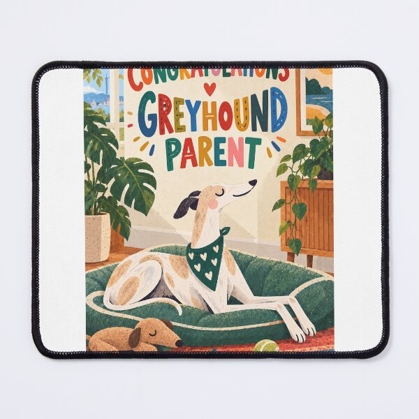 Item preview, Congratulations Greyhound Parent with Relaxed Hound and Cozy Home designed and sold by StampMyPassport.