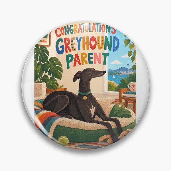 Item preview, Congratulations Greyhound Parent with Black Hound and Coastal Home designed and sold by StampMyPassport.