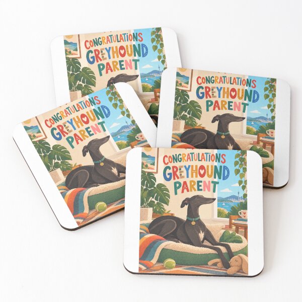 Item preview, Congratulations Greyhound Parent with Black Hound and Coastal Home designed and sold by StampMyPassport.