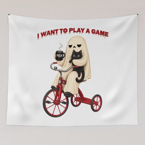 Item preview, I Want To Play A Game Funny Ghost Riding Tricycle With Black Cat    designed and sold by Dolbalika.